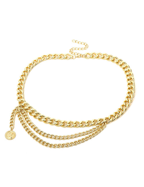 Fashion 92cm Gold 0405 Alloy Geometric Chain Fringe Waist Chain