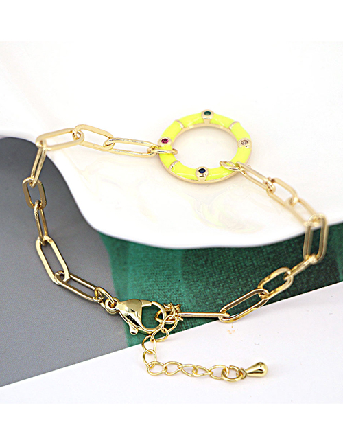 Fashion Yellow Copper Drop Oil Circle Chain Bracelet