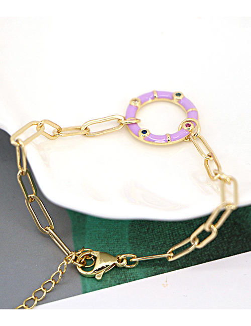 Fashion Purple Copper Drop Oil Circle Chain Bracelet