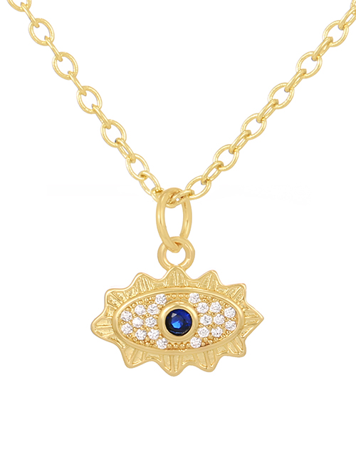 Fashion Gold-11 Bronze Zirconium Irregular Eye Pendant Necklace