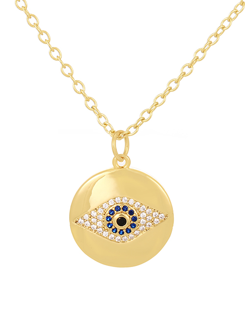 Fashion Gold-6 Bronze Zirconium Irregular Eye Pendant Necklace