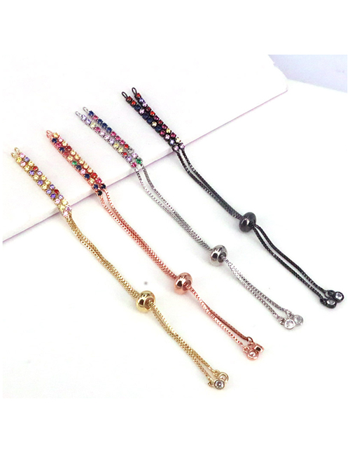 Fashion Rose Gold Color Rose Gold Color Copper Inlaid Color Zirconium Push-pull Bracelet Semi-finished Product