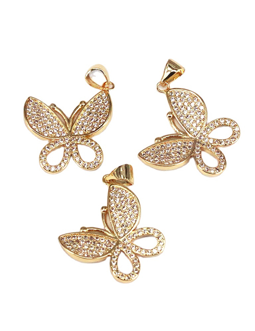 Fashion Gold Color Copper Gold Plated Zirconium Butterfly Diy Buckle