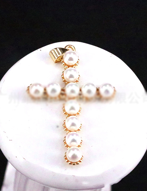 Fashion Gold Color Alloy Pearl Cross Jewelry Accessories
