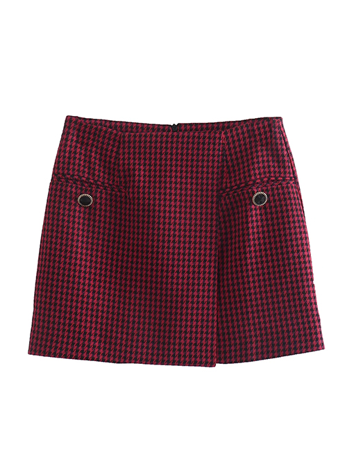 Fashion Red Box Houndstooth Skirt