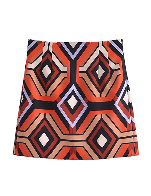 Fashion Geometric Print Polyester Cotton Print Skirt