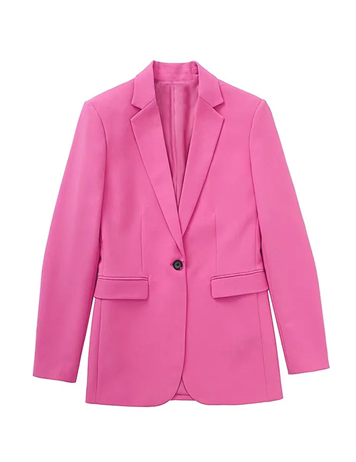 Fashion Pink Single-button Lapel Blazer With Pockets