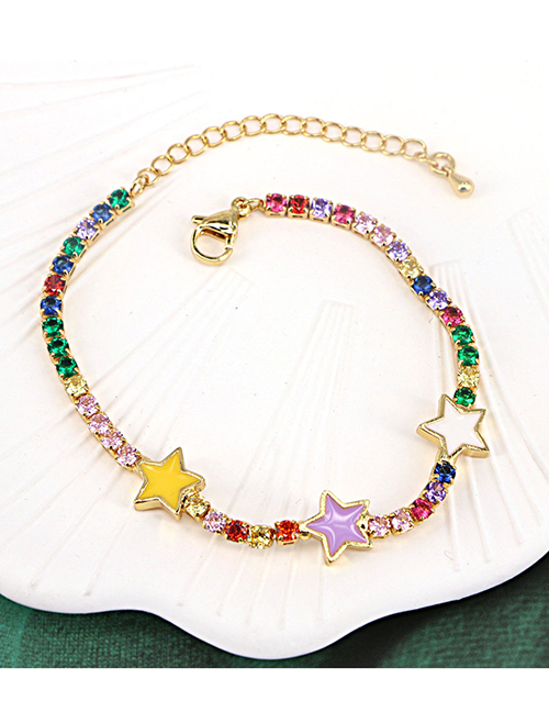 Fashion Color/color Zirconium Bronze Zirconium Drop Oil Pentagram Chain Bracelet