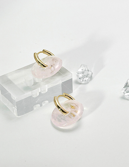 Fashion Pink Crystal Copper Geometric Circle Earrings