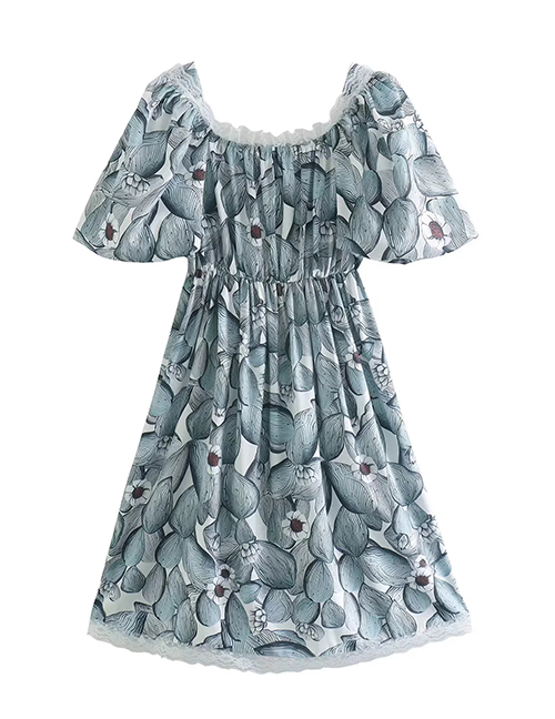 Fashion Multicolor Woven Print Lace Pleated Dress