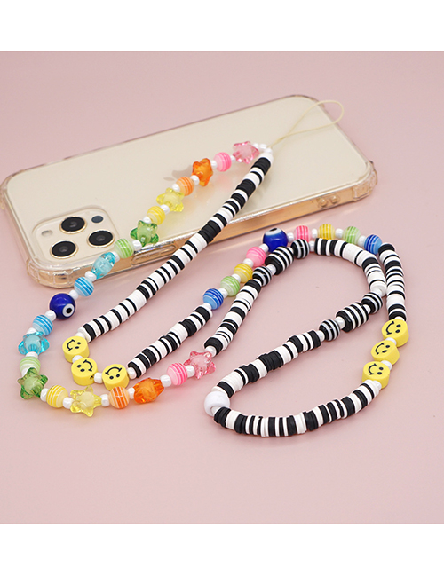 Fashion Rt-k210090a Colorful Beaded Acrylic Pentagram Beaded Soft Ceramic Color Striped Mobile Phone Chain