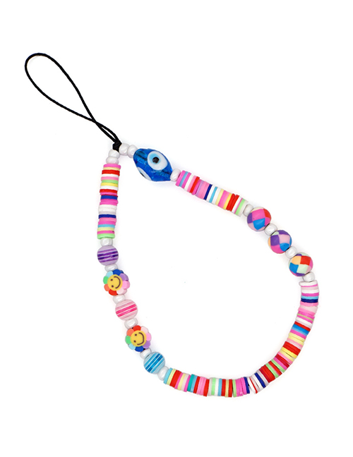 Fashion Rt-k210053a Striped Beads Beaded Glass Eyes Soft Pottery Phone Strap