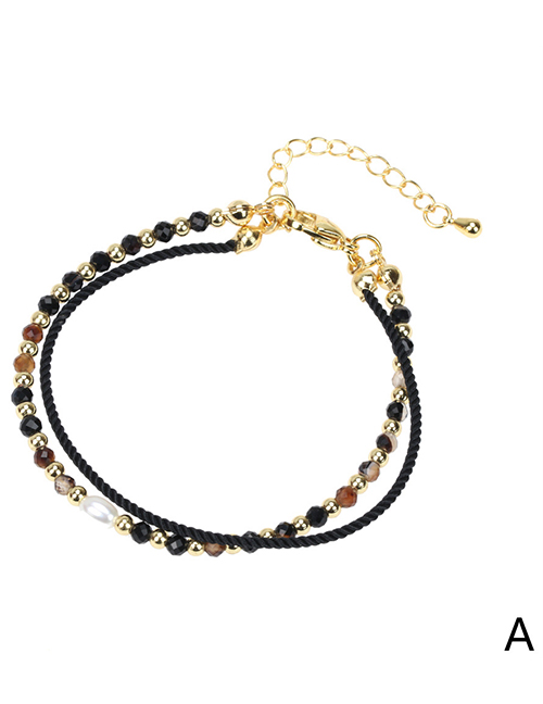 Fashion Br1263-a Milanese Cord Braided Colorful Beaded Double Bracelet