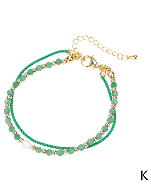 Fashion Br1263-k Milanese Cord Braided Colorful Beaded Double Bracelet