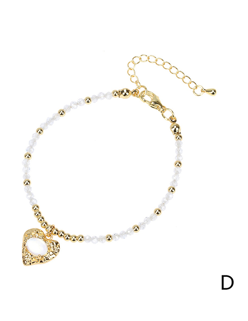 Fashion Br1257-d Bronze Crystal Heart Beaded Bracelet