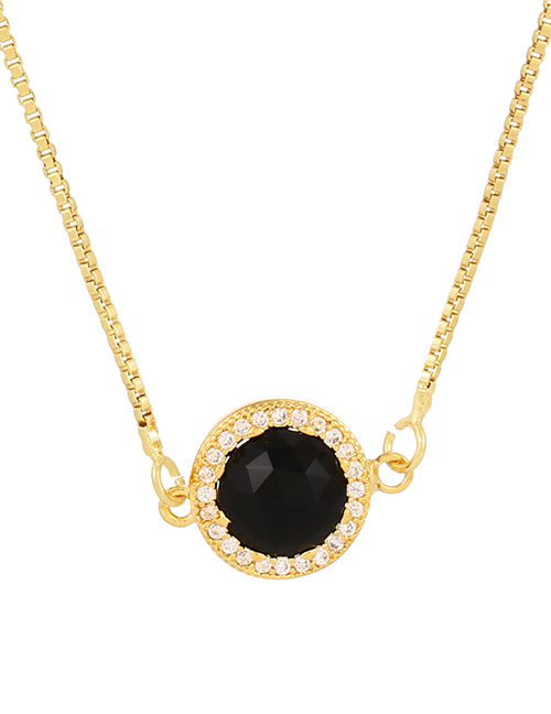 Fashion Black Copper Inlaid Circular Necklace