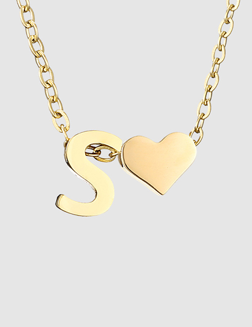 Fashion S-14k Gold Color Stainless Steel Necklace Love Letters