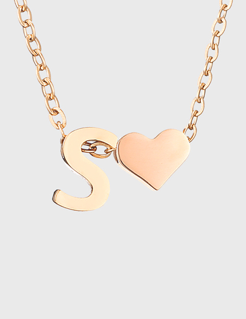 Fashion S-rose Gold Color Stainless Steel Necklace Love Letters