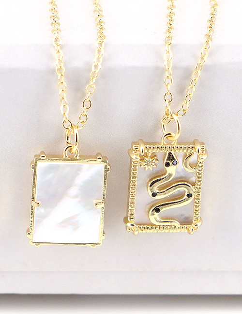 Fashion 4# Copper Plating Chang Square Love Hand Palm Eye Geometric Square Card Necklace