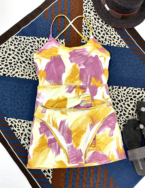Fashion Printing Polyester Print Split Swimsuit Three-piece Set