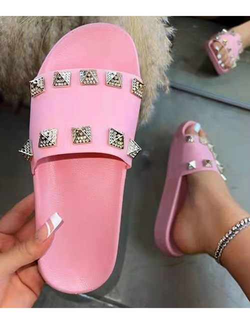 Fashion Pink Thick One-character Drill Will Slipper