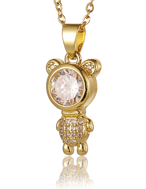 Fashion Bear Copper Gold-plated Diamond Pizza Necklace