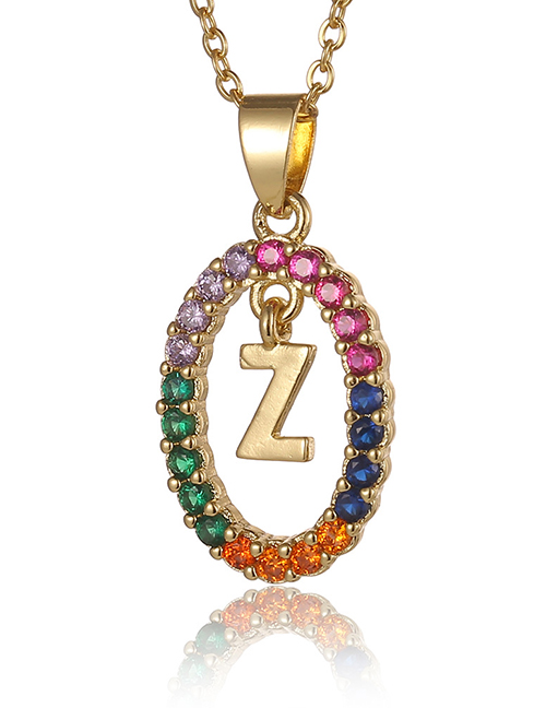 Fashion Z (including Chain) Copper Inlaid 26 Letter Necklace