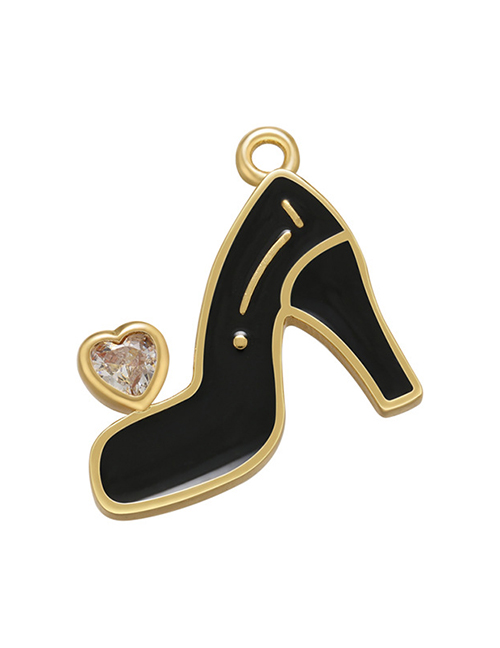 Fashion Black Copper Zirconium Droplets High Heel Shoes Diy Accessories