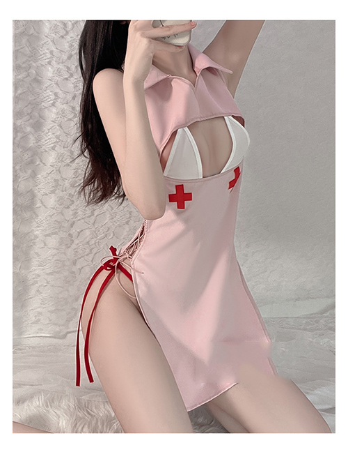Fashion Lotus Root Starch Side Straps Hollow Nurse Clothing Uniform Set
