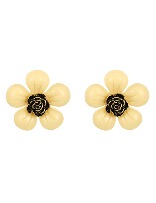 Fashion Light Yellow Alloy Resin Flower Earrings