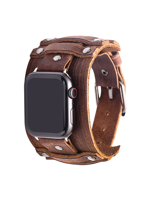 Fashion 38 / 40mm-brown Smart Watch Leather Strap