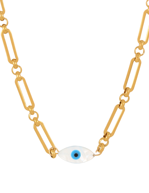 Fashion Golden-2 Titanium Steel Chain Resin Eye Necklace