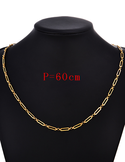 Fashion Golden 60cm Titanium Steel Geometric Chain Necklace