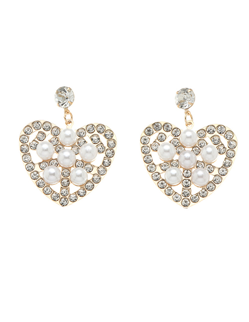 Fashion Gold Metal Diamond Love Earrings