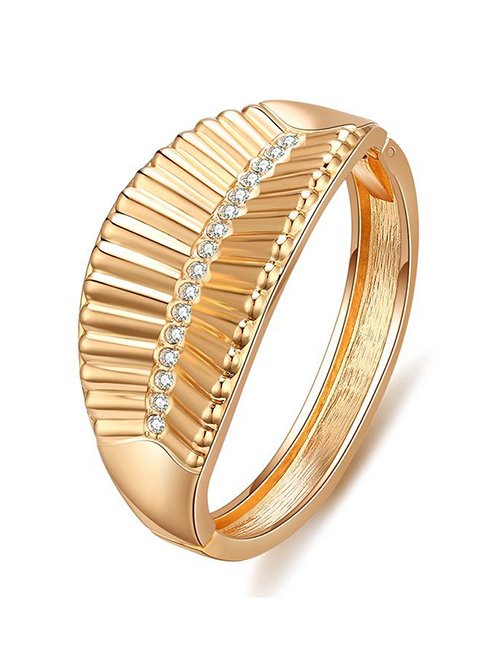 Fashion Gold Alloy Spring Bracelet Diamond Sector Fishbone