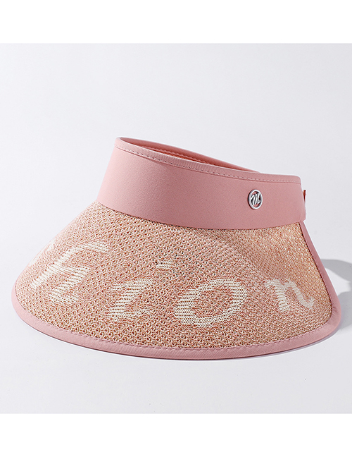 Fashion Pink Linen Knitting Letter Empty Top Hat