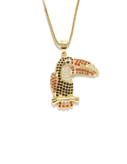 Fashion Woodpecker Copper And Diamond Woodpecker Circle Necklace