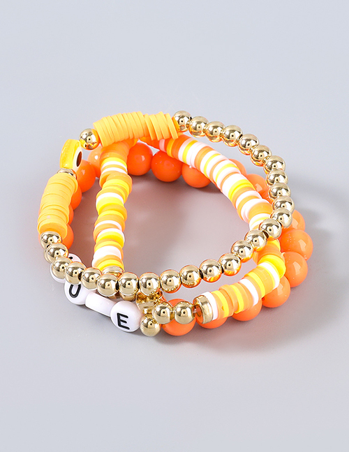 Fashion Orange Rice Beads Gold Beads Beaded Letter Beads Soft Pottery Bracelet