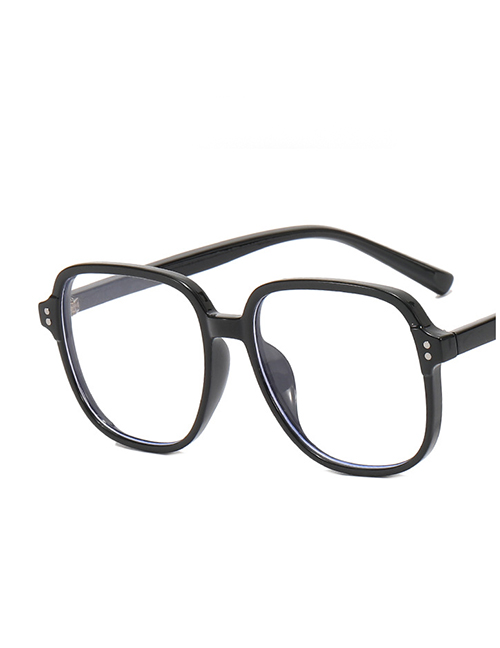 Fashion Glitter Black And White Rice Nail Square Large Frame Flat Glasses Frame