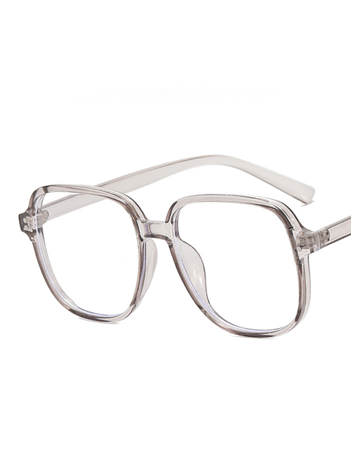 Fashion Transparent Off-white Sheet Rice Nail Square Large Frame Flat Glasses Frame