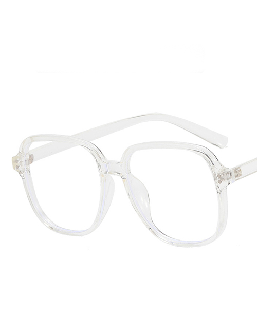 Fashion Transparent White Film Rice Nail Square Large Frame Flat Glasses Frame