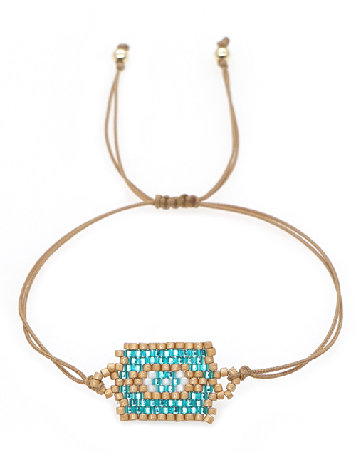Fashion Blue Rice Bead Braided Geometric Bracelet