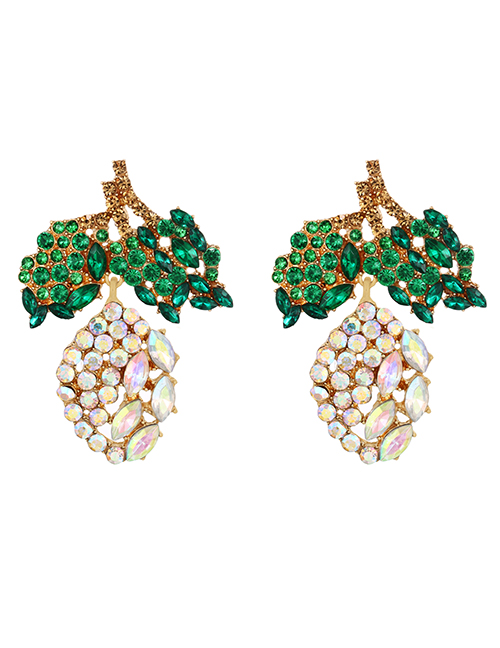 Fashion Ab Color Alloy Diamond Fruit Stud Earrings