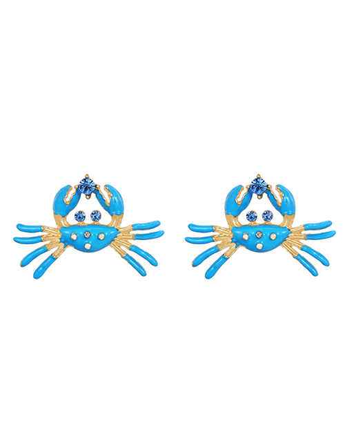 Fashion Blue Alloy Drop Oil Rhinestone Crab Stud Earrings