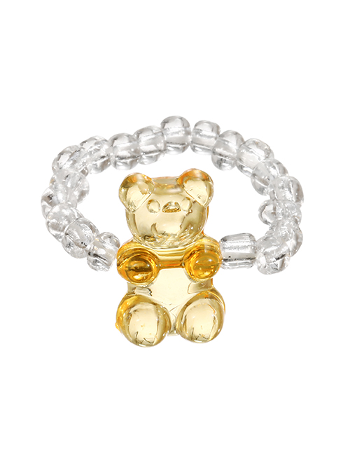 Fashion Orange Resin Crystal Beaded Bear Ring