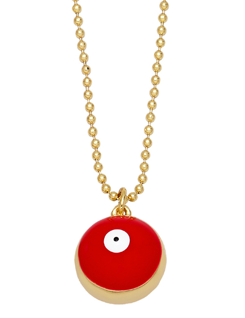 Fashion Red Copper Drop Oil Eye Necklace