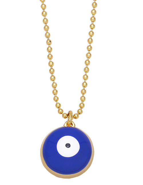 Fashion Blue Copper Drop Oil Eye Necklace