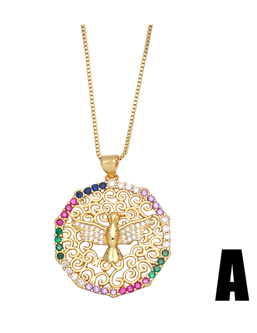 Fashion A Copper And Diamond Geometric Circle Necklace