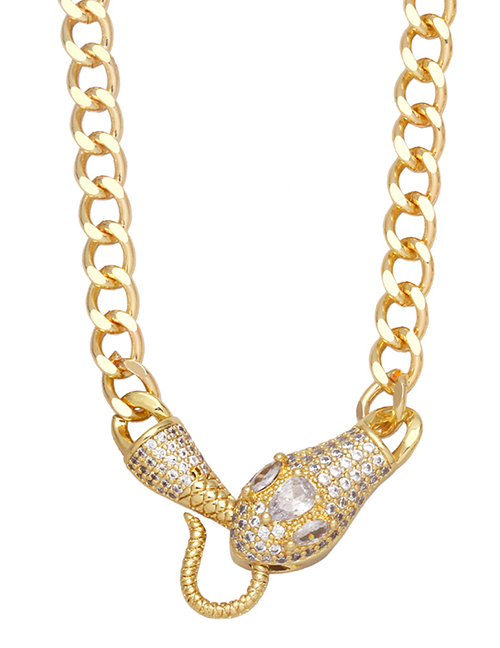 Fashion White Brass And Diamond Snake Necklace