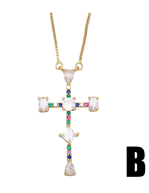 Fashion B Bronze Zirconium Cross Necklace